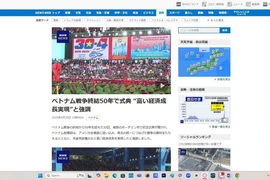 Đài truyền hình NHK đưa tin về Lễ kỷ niệm 50 năm Ngày Giải phóng miền Nam, thống nhất đất nước (30/4/1975-30/4/2025) tại Việt Nam. (Ảnh chụp màn hình)