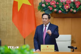 Thủ tướng Phạm Minh Chính kết luận Phiên họp lần thứ 26 của Ban chỉ đạo chống khai thác hải sản bất hợp pháp. (Ảnh: Dương Giang/TTXVN)