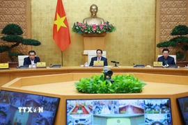 Thủ tướng Phạm Minh Chính chủ trì Phiên họp lần thứ 26 của Ban chỉ đạo chống khai thác hải sản bất hợp pháp. (Ảnh: Dương Giang/TTXVN)