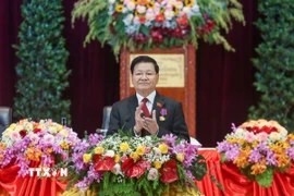 Tổng Bí thư Ban Chấp hành Trung ương Đảng Nhân dân Cách mạng Lào Thongloun Sisoulith phát biểu tại Đại hội đại biểu toàn quốc lần thứ XII Đảng NDCM Lào ngày 8/1/2026. (Nguồn: THX/TTXVN)