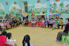 Hoạt động dạy và học tại Trường Mầm non 19/5 ở xã Bờ Ngoong, tỉnh Gia Lai. (Ảnh: Hoài Nam/TTXVN)