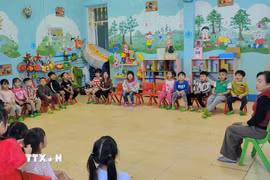 Hoạt động dạy và học tại Trường Mầm non 19/5 ở xã Bờ Ngoong, tỉnh Gia Lai. (Ảnh: Hoài Nam/TTXVN)