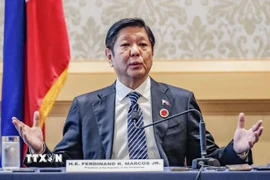 Tổng thống Philippines Ferdinand Romualdez Marcos Jr. phát biểu trong một cuộc họp báo. (Nguồn: Kyodo/TTXVN)