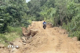 Sau đợt mưa lũ vừa qua, nhiều khu vực vùng Đông của tỉnh Đắk Lắk có nguy cơ sạt lở đồi núi cao. (Ảnh: Tường Quân/TTXVN)