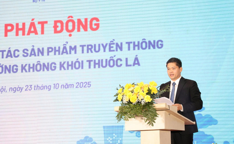Thứ trưởng Thường trực Bộ Y tế Vũ Mạnh Hà phát biểu tại buổi lễ. (Ảnh: PV/Vietnam+)