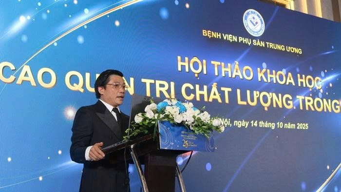 Giáo sư Nguyễn Duy Ánh - Giám đốc Bệnh viện Phụ sản Trung ương phát biểu tại hội thảo. (Ảnh: PV/Vietnam+)
