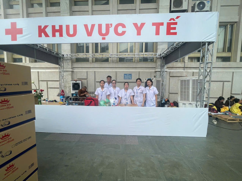 Khu vực y tế để xử lý, cấp cứu người bệnh để bảo đảm công tác y tế phục vụ Đại lễ Vesak. (Ảnh: PV/Vietnam+)