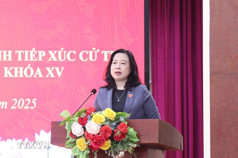 Bộ trưởng Bộ Y tế Đào Hồng Lan phát biểu tại buổi tiếp xúc cử tri. (Ảnh: TTXVN)