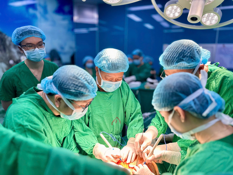 Các bác sỹ thực hiện ca ghép phổi cho một bệnh nhân. (Ảnh: PV/Vietnam+)