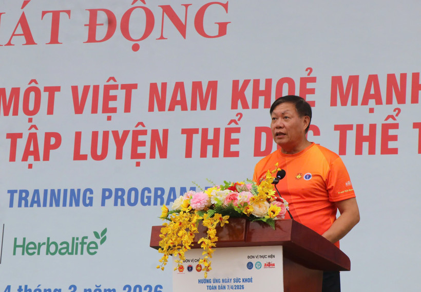 Thứ trưởng Bộ Y tế Đỗ Xuân Tuyên phát biểu tại lễ phát động. (Ảnh: PV/Vietnam+)