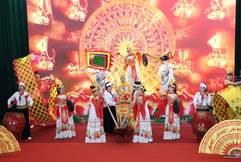 Phần dự thi Tôi là tuyên truyền viên dân số giỏi của đội Phú Thọ. (Ảnh: TM/Vietnam+)