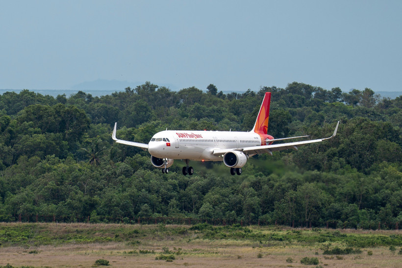 Sun PhuQuoc Airways đón Airbus A321NX đầu tiên, khởi đầu cho đội 8 tàu bay cất cánh trong năm 2025. (Ảnh: PV/Vietnam+)