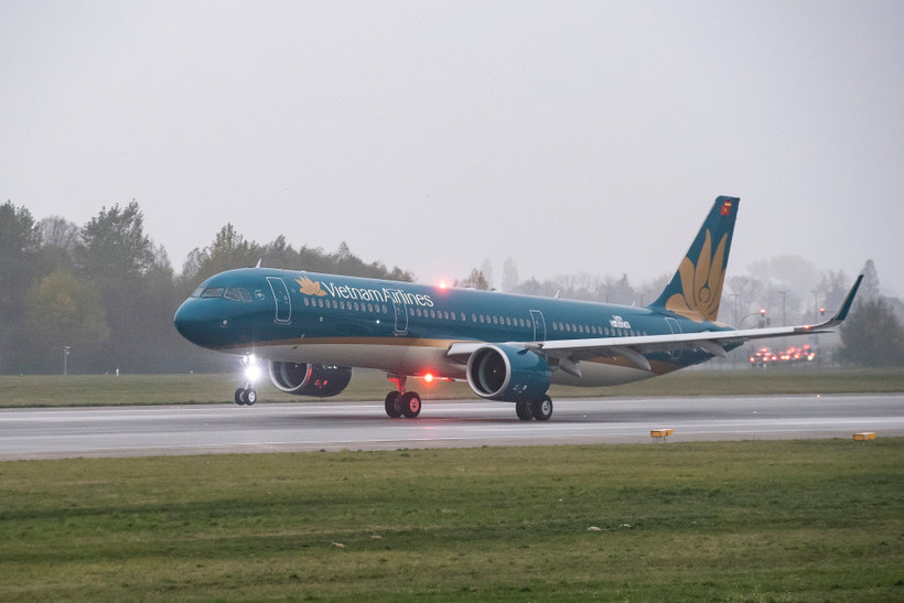Vietnam Airlines phải điều chỉnh lịch khai thác trong hai ngày 11-12/6 do ảnh hưởng của bão số 1. (Ảnh: PV/Vietnam+)