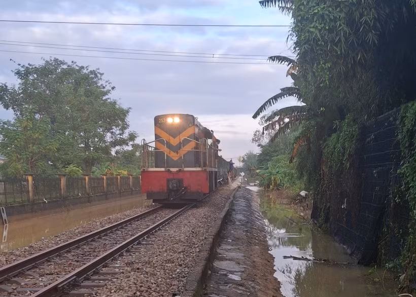 Một đoàn tàu chở hàng của Tổng công ty Đường sắt Việt Nam. (Ảnh: PV/Vietnam+)