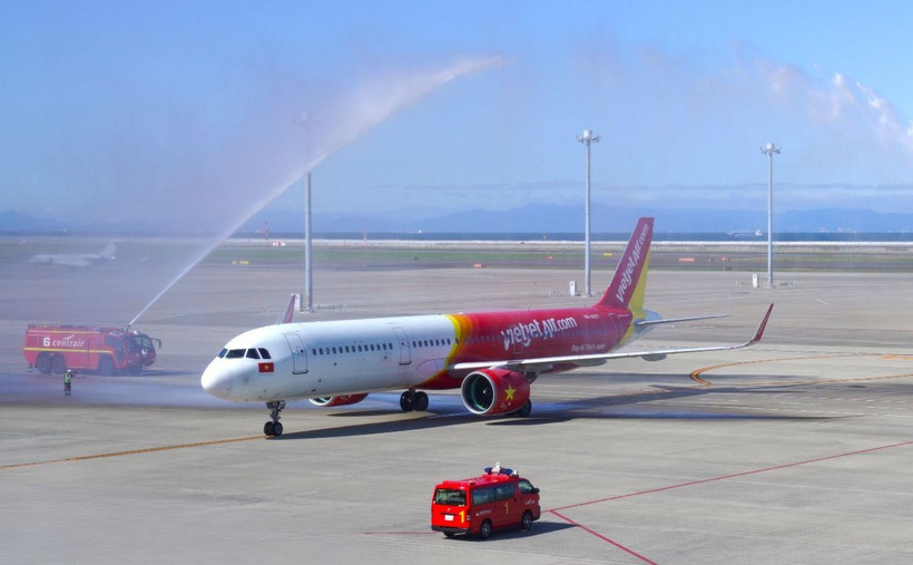 Hãng hàng không Vietjet vừa mở hai đường bay mới từ Thành phố Hồ Chí Minh đến Nagoya, Fukuoka (Nhật Bản). (Ảnh: PV/Vietnam+)