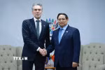 Thủ tướng Phạm Minh Chính gặp Thủ tướng Hà Lan Dick Schoof. (Ảnh: Dương Giang/TTXVN)