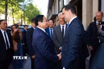 Thủ tướng Phạm Minh Chính đến dự Diễn đàn Doanh nghiệp Việt Nam-Pháp. (Ảnh: Dương Giang/TTXVN)