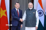 Thủ tướng Lê Minh Hưng gặp Thủ tướng Cộng hòa Ấn Độ Narendra Modi. (Ảnh: Dương Giang/TTXVN)