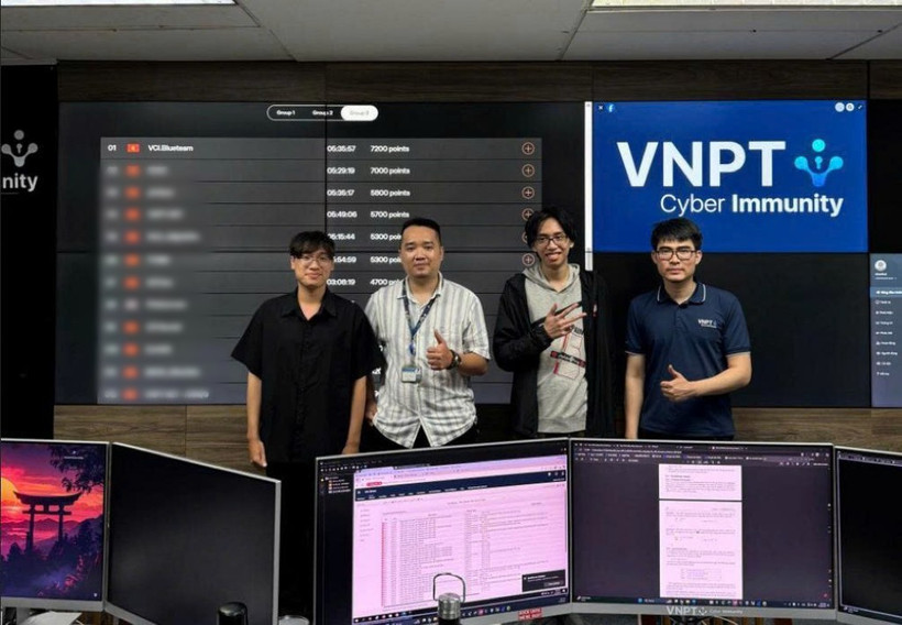 Thành viên đội tuyển VNPT Cyber Immunity. (Ảnh: PV/Vietnam+)