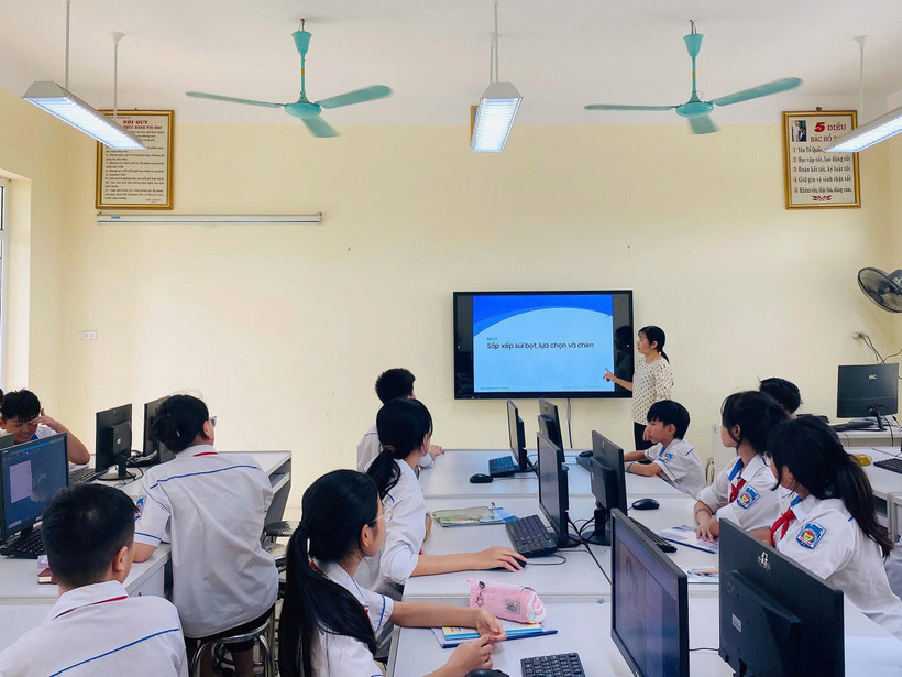 Hình ảnh 1 lớp học C&P thuộc chương trình SIC của Samsung tại Trường THCS Phú Lâm (Bắc Ninh). (Ảnh: PV/Vietnam+)