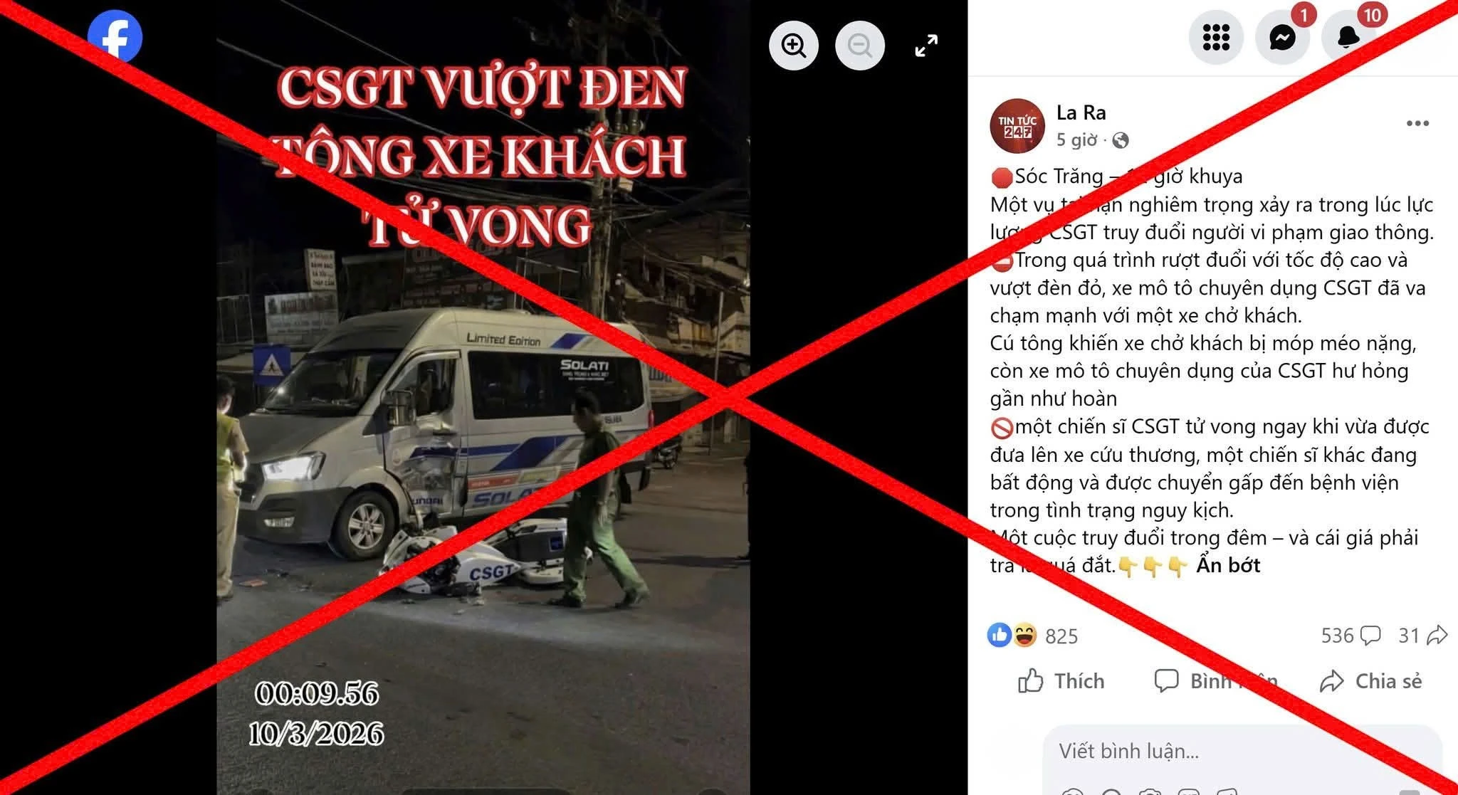 Công An Cần Thơ Bác Tin Xe Cảnh Sát Giao Thông Ruột Đuôi Gây Tai Nạn