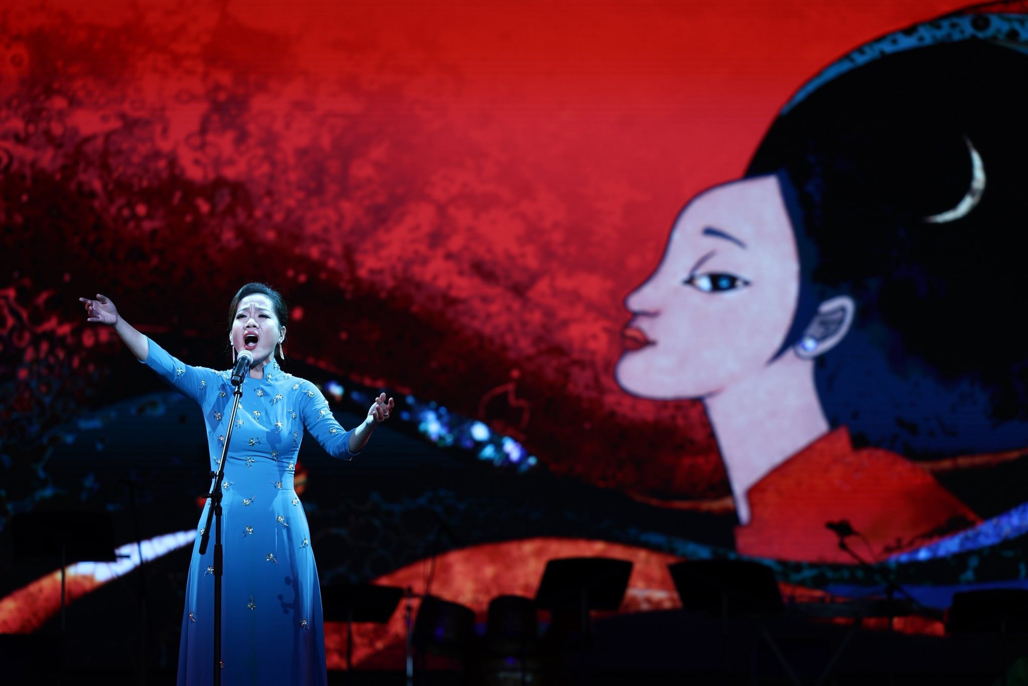 Chương trình nghệ thuật tại Ngày Quốc gia Việt Nam trong khuôn khổ EXPO Osaka 2025 (ngày 9/9). (Ảnh: Nam Nguyễn/Vietnam+)