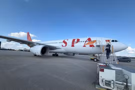 Tàu bay thân rộng Airbus A330 của Hãng hàng không Sun PhuQuoc Airways. (Ảnh: PV/Vietnam+)