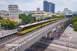Dự án đường sắt đô thị đoạn Nhổn-Ga Hà Nội đã khai thác đoạn trên cao từ Nhổn-Cầu Giấy. (Ảnh: Hoài Nam/Vietnam+)