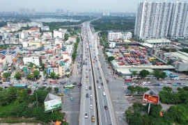 Nút giao Giải Phóng với đường Vành đai 3 trên cao thông thoáng trong chiều ngày 2/9. (Ảnh: Khánh Hùng/Vietnam+)