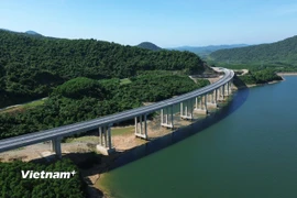 Một cầu vượt lòng hồ tại một Dự án thành phần của tuyến cao tốc Bắc-Nam phía Đông. (Ảnh: Quốc Khánh/Vietnam+)