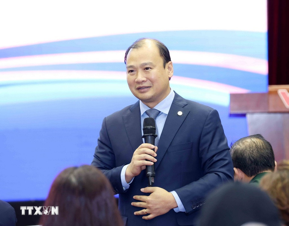 Đồng chí Lê Hải Bình, Uỷ viên Dự khuyết Trung ương Đảng, Thứ trưởng Thường trực Bộ Văn hoá, Thể thao và Du lịch phát biểu. (Ảnh: Phương Hoa/TTXVN)