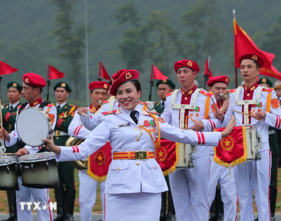 Khối đoàn Nghi lễ Quân đội tham gia hợp luyện. (Ảnh: Trọng Đức/TTXVN)