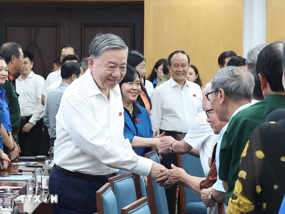 Tổng Bí thư Tô Lâm với các đại biểu. (Ảnh: Thống Nhất/TTXVN)