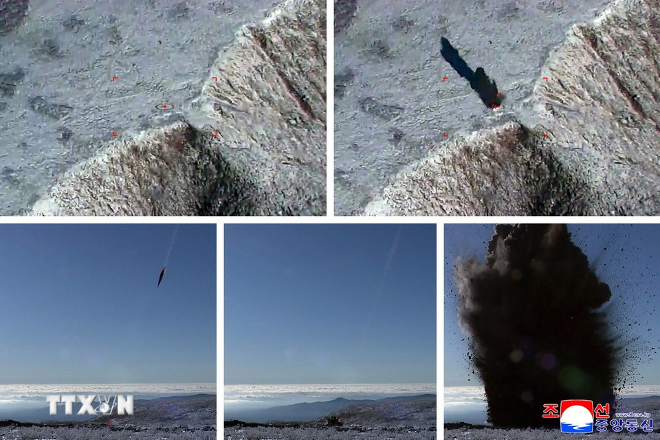 Triều Tiên ngày 23/10/2025 tuyên bố đã phóng thử thành công 2 tên lửa siêu vượt âm. (Ảnh: YONHAP/TTXVN)