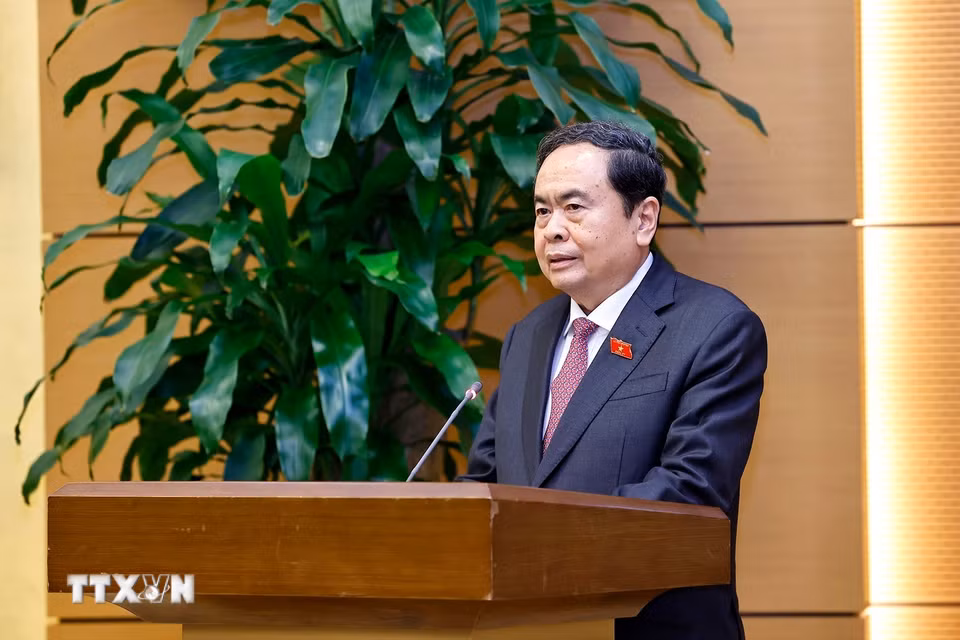 Chủ tịch Quốc hội Trần Thanh Mẫn phát biểu. (Ảnh: Doãn Tấn/TTXVN)