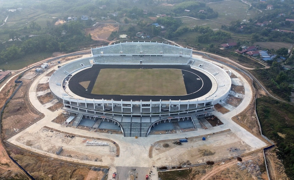 Sân vận động Thái Nguyên đang trong quá trình hoàn thiện. (Ảnh: Quốc Khánh/TTXVN)