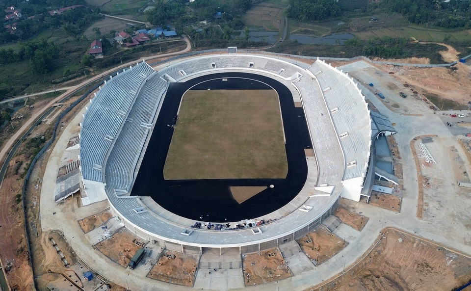 Sân vận động Thái Nguyên nhìn từ trên cao phía khán đài C. (Ảnh: Quốc Khánh/TTXVN)