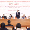 Bí thư Thành ủy Hà Nội Nguyễn Duy Ngọc và các ứng cử viên đại biểu Quốc hội tại hội nghị tiếp xúc cử tri. (Nguồn: Ủy ban Nhân dân thành phố Hà Nội)
