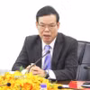 Ông Triệu Tài Vinh, Phó Trưởng Ban Tuyên giáo và Dân vận Trung ương Đảng Cộng sản Việt Nam phát biểu tại buổi làm việc với Ban Tuyên huấn Trung ương Đảng Nhân dân Campuchia (CPP). (Ảnh: Hoàng Minh/TTXVN)