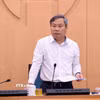 Chủ tịch Ủy ban Nhân dân Thành phố Hà Nội Vũ Đại Thắng phát biểu chỉ đạo cuộc họp. (Ảnh: Văn Điệp/TTXVN)