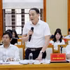Bí thư Đảng ủy phường Hồng Châu Đặng Văn Diên phát biểu tại hội nghị. (Ảnh: Thế Duyệt/TTXVN)