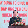 Trung tướng Nguyễn Hữu Chính - Chủ tịch Hội Nạn nhân chất độc da cam/dioxin Việt Nam (VAVA) phát biểu. (Ảnh: Hoàng Hiếu/TTXVN)