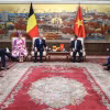 Nhà Vua, Hoàng hậu Vương quốc Bỉ cùng đoàn đại biểu cấp cao thăm và làm việc tại thành phố Hải Phòng. (Ảnh: Hoàng Ngọc/TTXVN)