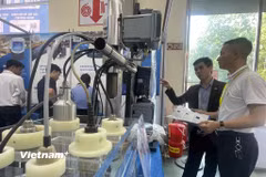 Một gian hàng tham gia triển lãm “Tuần lễ ngành Nước Việt Nam 2025”. (Ảnh: PV/Vietnam+)