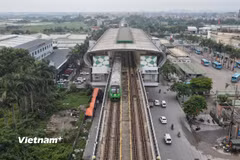 Tuyến đường sắt đô thị Cát Linh-Hà Đông. (Ảnh: Việt Hùng/Vietnam+)