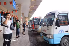 Xe khách hoạt động tại Bến xe Mỹ Đình. (Ảnh: Vietnam+)
