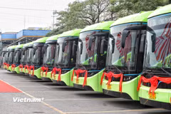 Hà Nội vận hành thêm 10 tuyến xe buýt điện với tổng số 288 phương tiện. (Ảnh: Việt Hùng/Vietnam+)