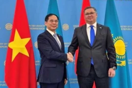 Phó Thủ tướng, Bộ trưởng Ngoại giao Bùi Thanh Sơn hội kiến Phó Thủ tướng, Bộ trưởng Ngoại giao Kazakhstan Murat Nurtleu. (Ảnh: VOV)