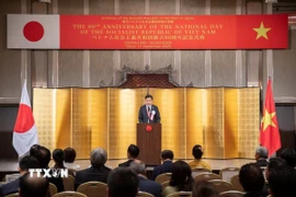 Đại sứ Việt Nam tại Nhật Bản Phạm Quang Hiệu phát biểu khai mạc lễ kỷ niệm. (Ảnh: Xuân Giao/TTXVN)