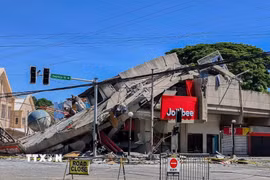 Một tòa nhà bị phá hủy một sau trận động đất tại Philippines, ngày 8/6/2026. (Ảnh minh họa. THX/TTXVN)